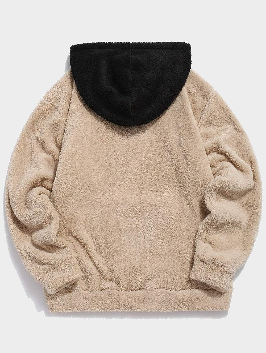 Men's Cozy Fuzzy Sherpa Hoodie - Stylish Long Sleeve Sweatshirt with Front Pocket for Fall & Winter Adventures