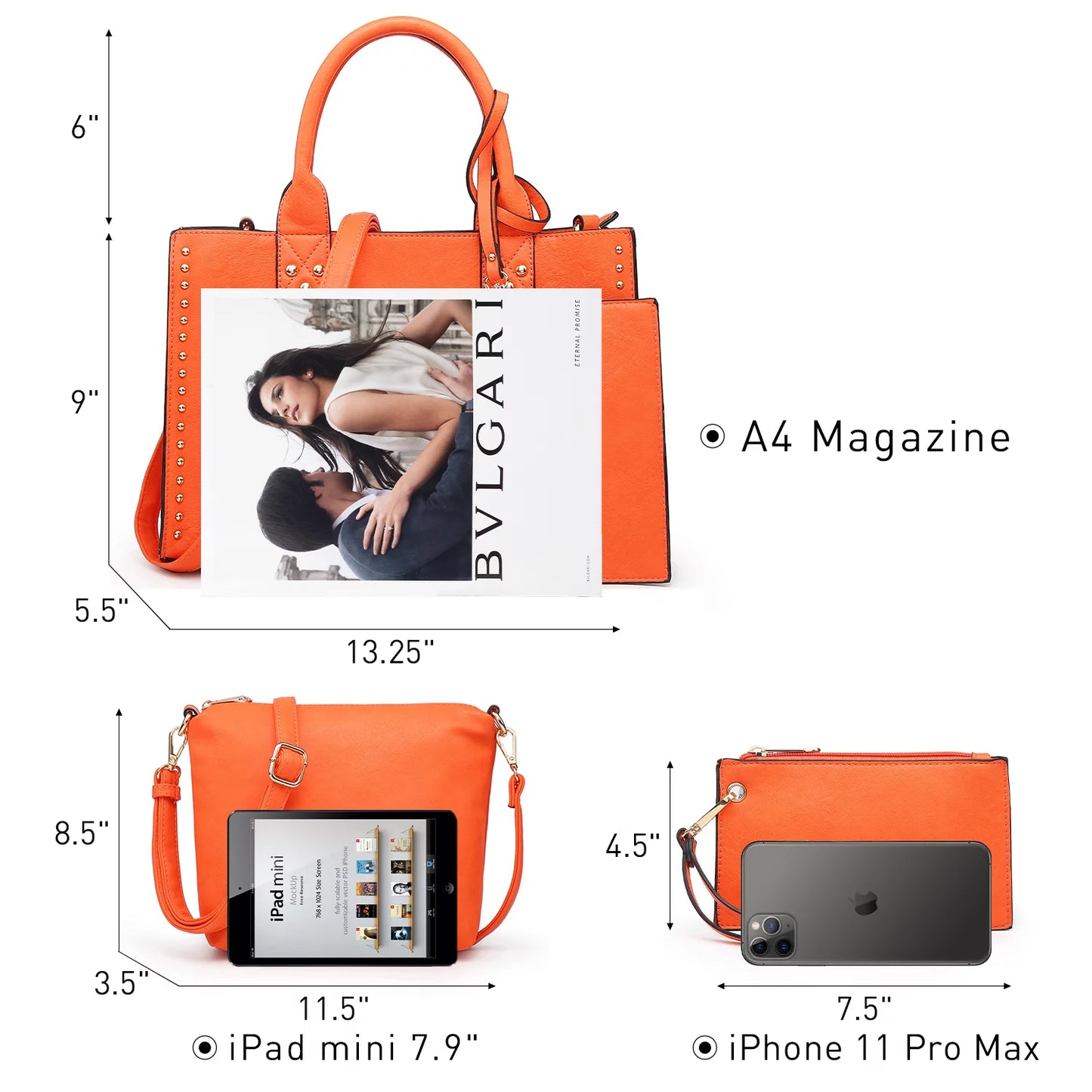 Women's 3-Piece Handbag Set: Tote, Shoulder Bag, and Briefcase 