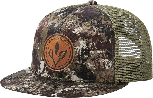 Flat Brim Trucker Cap Adjustable Snapback Hat Mesh Back for Men 